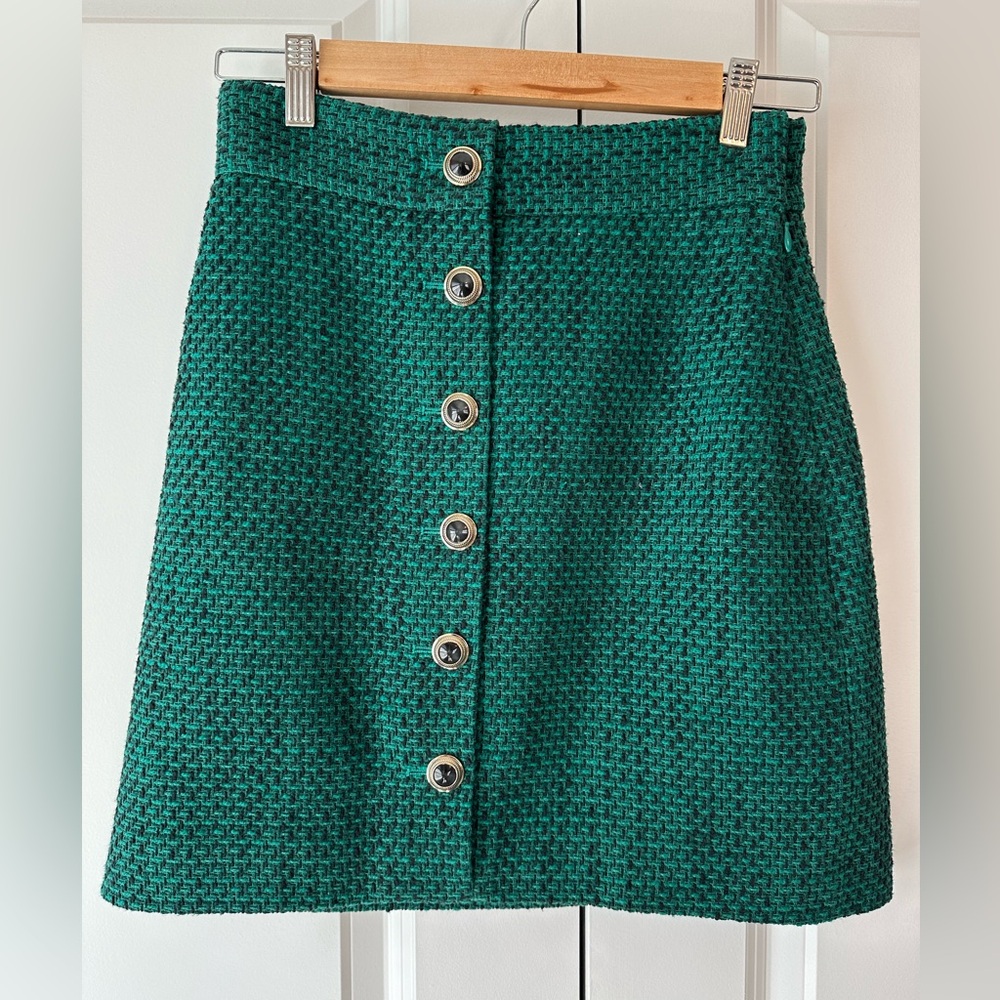 Los Angeles Atelier & Other Stories Green Tweed Button Skirt (Size 4)